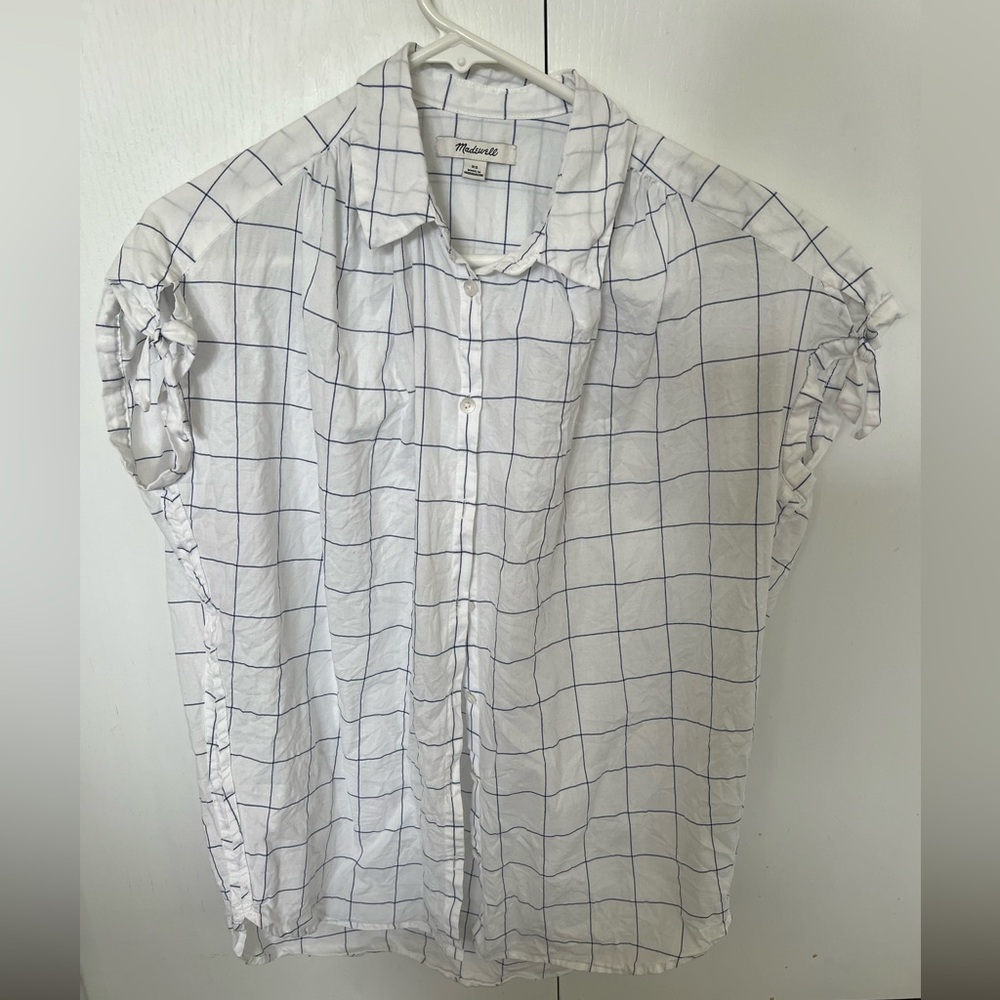 ❤️Madewell blouse, windowpane, short sleeve, size S - Picture 4 of 5